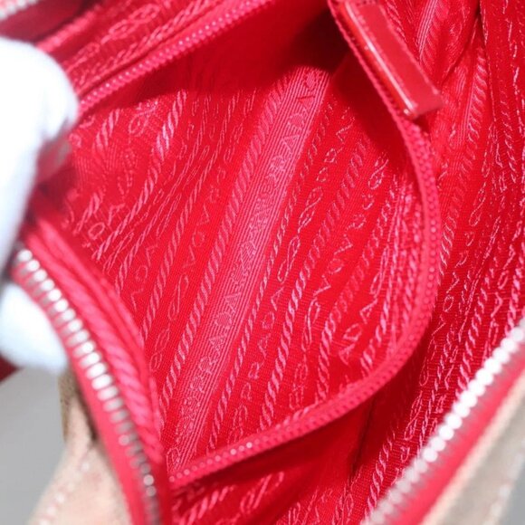 PRADA Sports Shoulder Bag Canvas Beige Red Auth - Picture 13 of 16